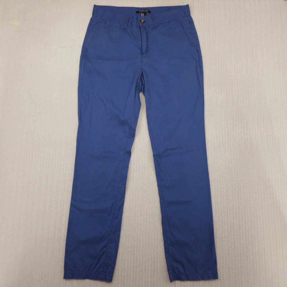 21 Men Twenty One Pants Mens 30x32 Blue Chino Straight Leg Flat Front Regular